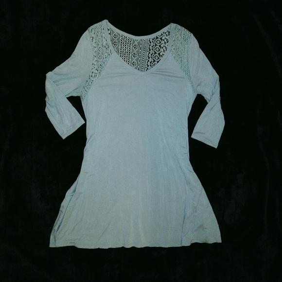 Entro Raglan Lace Accent Tunic Dress Mint Green - Picture 4 of 4